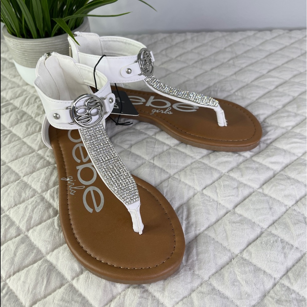 Bebe Bling Ankle Strap Thong Sandals